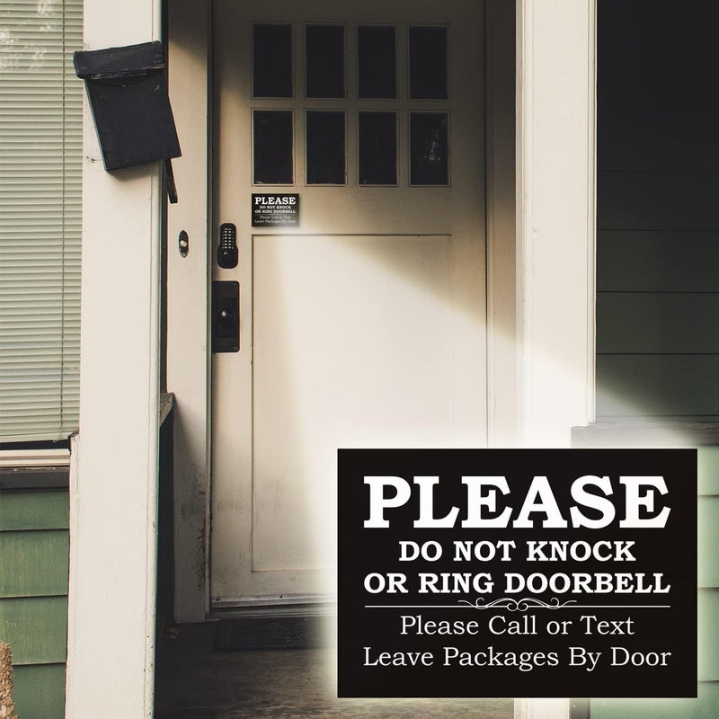 FTONENI No Soliciting Sign for House, Please Do Not Knock or Ring Doorbell Signs for Home, Please Call or Text Leave Packages By Door Sign for Office or Business Warning Reminder Signs 3.55" x 5.15" - PMA022 - Image 5